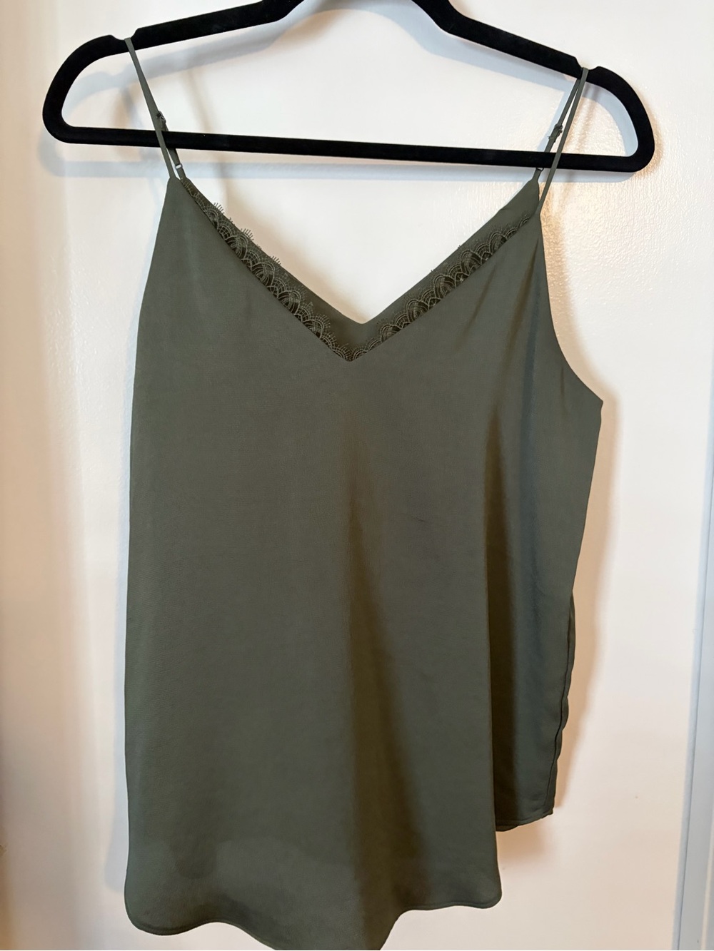 Express Olive Lace-Trim V-Neck Cami